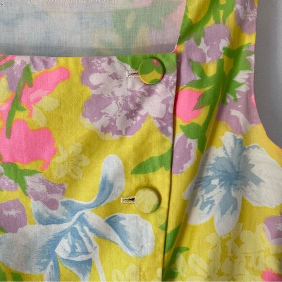 Vintage 1960s Matching Top Short Set Yellow Pink Floral size 4-6 Small - Picture 11 of 11
